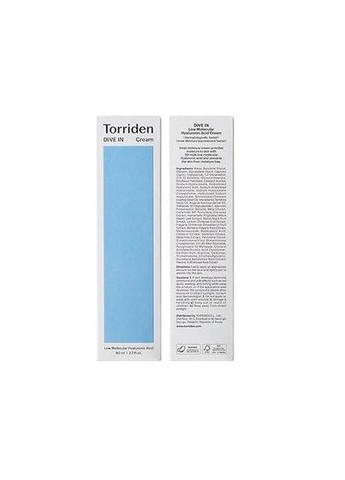 Torriden Крем для обличчя Dive In Low Molecular Hyaluronic Acid Cream з гіалуроновою кислотою, 80 мл — Крем, Південна Корея (371910991)