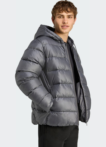 Сіра демісезонна куртка essentials climawarm synthetic down puffer hooded adidas