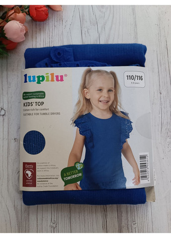 Синяя летняя футболка для девочки Lupilu
