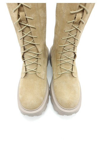 Жіночі чоботи єврозима бежеві замшеві P-14-6 250 мм (р) patterns (259326284)