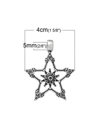Подвеска Кулон звезда пятиконечная Античное серебро 4 см x 3.4 см Finding (316251512)
