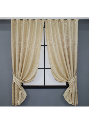 Комплект штор Жакард Мрамор Al1 № 438ш 130х170 см 2 шт Темно-бежевий (35-0103) VR-Textil (298123440)