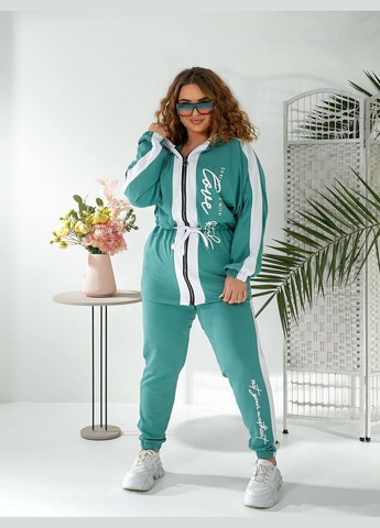 Женский спортивный костюм батал большие размеры с капюшоном мятный на молнии для прогулок Bonita Спортивний костюм (322563270)