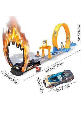 Трек с огненным кольцом и петлей 3 машинки детская трасса No Brand (363042479)