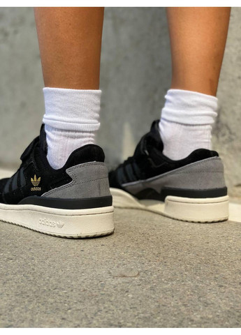 Черные демисезонные кроссовки мужские adidas forum black white 2 адидас форум No Brand