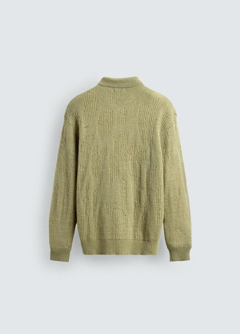 Зеленая футболка-поло для мужчин Zara однотонная