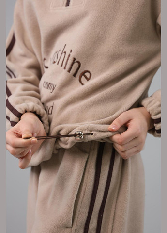 Бежевий демісезонний флісовий костюм з лампасами беж брючний IRmAS оверсайз