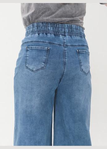 Джинсы женские голубые широкие палаццо с резинкой на поясе Палаццо Adorati - (322999521)