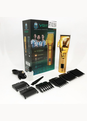 Акумуляторна машинка для стрижки волосся V-280 з дисплеєм та насадками якісна. Колір: золотий VGR (364666022)