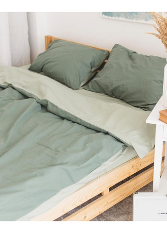 Постільна білизна євро Home Варена бавовна 21079 200х220 см фісташкова з оливковою DUSHKA (366574495)
