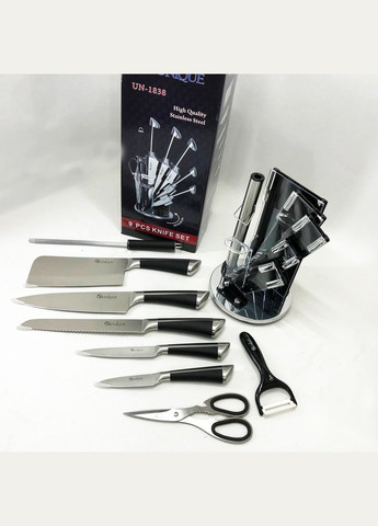 Набор Кухонных ножей с ножницами и подставкой UN-1838, Поварской нож нержавеющая сталь Unique (364664046)