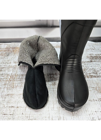 Черные повседневные зимние сапоги мужские рыболовные высокие пенковые с меховой вставкой Gipanis