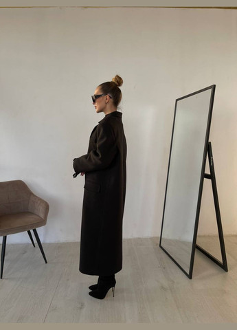 Чорне демісезонне Жіноче стильне довге пальто прямого крою з кашеміру колір чорний, без утеплювача AL