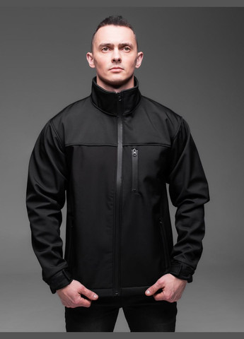 Черная демисезонная куртка на флисе softshell водоотталкивающий плотный материал No Brand