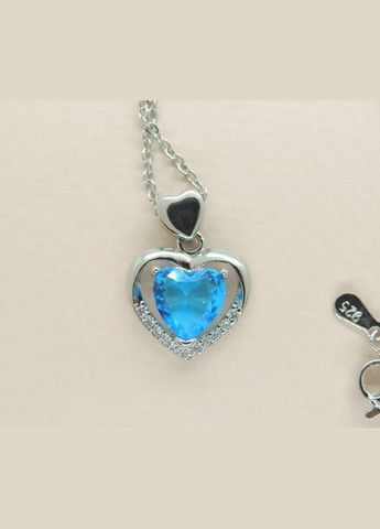 Кулон женский с цепочкой Вечное сердце воды кулон серебристый с синим камнем мед серебро Liresmina Jewelry (289361387)