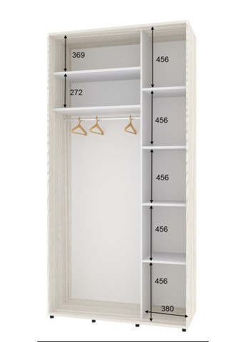 Шкаф-купе двухдверный Комфорт Мебель 100*60*240 см Дуб Беленый ДСП + Зеркало Стандарт Комфорт Меблі (360473507)