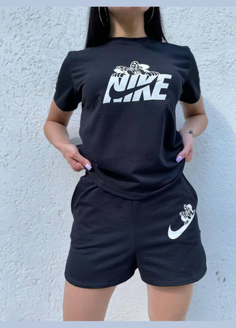 Черная летняя легкая футболка с лого nike с коротким рукавом Vakko