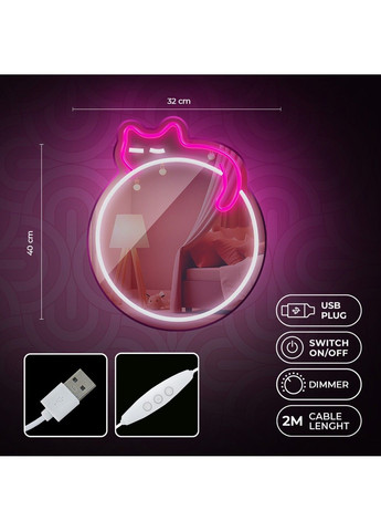 Настінний неоновий світильник-дзеркало Кіт Smarti (371330729)