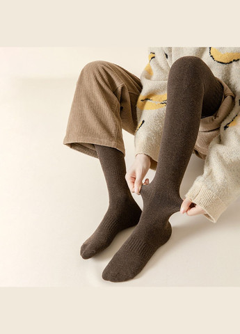 Чулки зимние махровые заколенки коричневые 15130 one size No Brand (307930822)