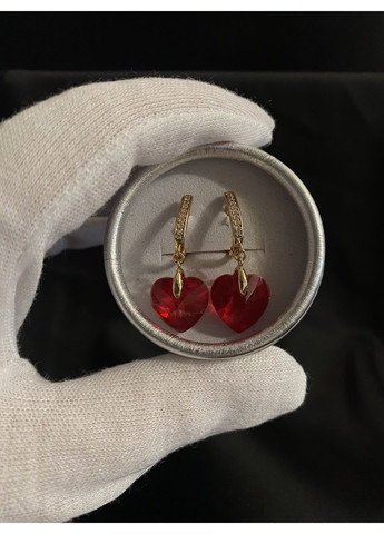 Серьги кристальное сердце золотого цвета 36187 No Brand (370940743)