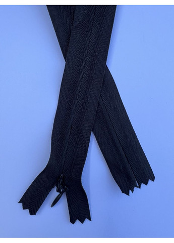 Чорна бавовняна котонова міцна нероз'ємна спіральна вшивна потайна змійка-блискавка на хб основі з бігунком 50 см тип 3 No Brand (350882183)