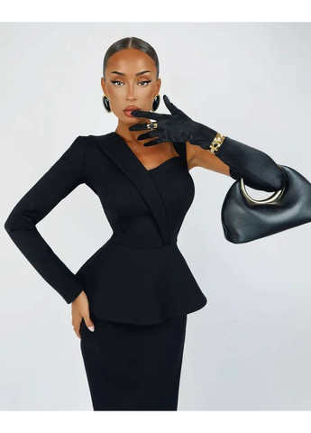 Чорна святковий, коктейльна, вечірня, кежуал жіноча сукня на одне плече FINO Mode