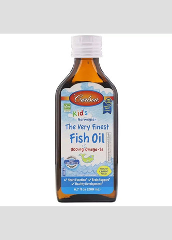 Рыбий Жир для Детей, Лимонный Вкус, Kid's Fish Oil Lemon, Carlson, 200 мл Carlson Labs (292138704)