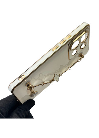 Чохол для телефона POCO X6 жіночій із ремінцем з прикрасами та золотою окантовкою на сяомі поко х6 білий gs1 Xiaomi (366230501)