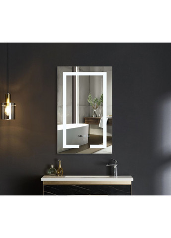 Зеркало HARD MR06-50x80-CASE с LED Touch, Anti-fog, димером, рег. яркости, часами (MI6657) Mixxus (322006311)