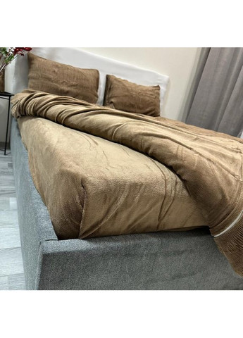 Постельное белье "Luxury Жатка Велюр" (Евро). 200х230 см коричневого цвета. No Brand (367912391)
