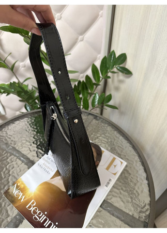 Сумочка багет жіноча фактурна екошкіра чорна No Brand (350613638)