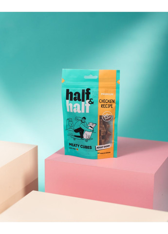 Лакомства для собак в форме мясных кубиков с курицей, 100 г Half&Half (363196333)