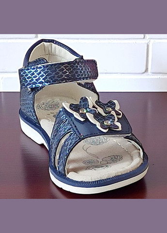 Темно-синие босоножки ортопедические для девочки сандалии на липучках Clibee