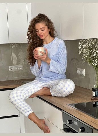 Голубая зимняя пижама женская голубая m (2530) GT