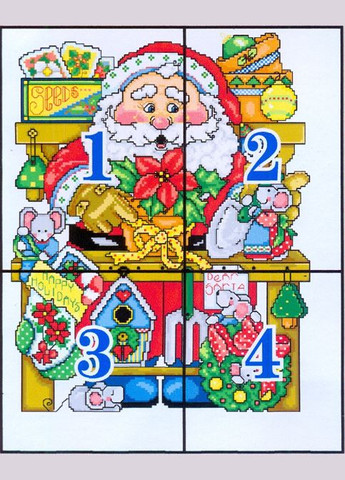 Набор для вышивания по нанесённой на канву схеме "Happy Christmas (6)". AIDA 14CT printed, 36*44 см Joy Sunday (313614554)