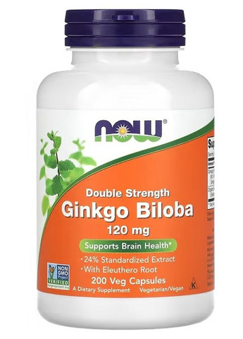 Ginkgo Biloba Double Strength 120 mg 200 Veg Caps Now Foods (292556201)