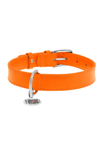 Нашийник для собак шкіряний Glamour без прикрас Ш 25 мм Д 38-49 см Жовтогарячий WAUDOG (279569783)