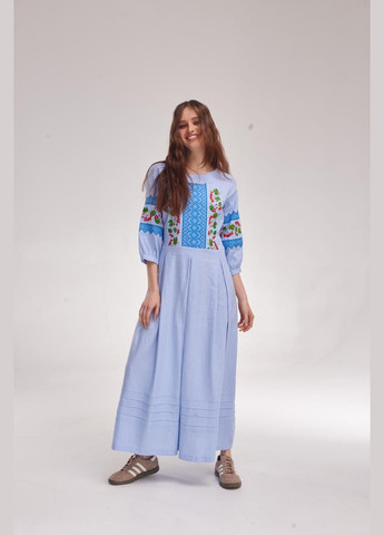 Женское вышитое платье "Калина" голубое MEREZHKA (288605884)