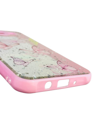 Чохол для Galaxy J7 2015 (SM-J700) з блискітками з метеликами на самсунг г7 2015 рожевий Samsung (366389462)