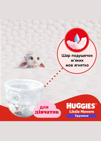Набор трусиков для девочек Little Movers Pants 3 (6-11 кг), 116 шт. (2 уп. по 58 шт.) Huggies (332944328)