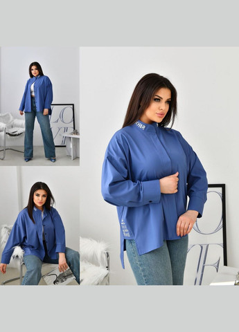 Жіноча блуза із софту колір джинс р.60/62 452868 New Trend (285711898)