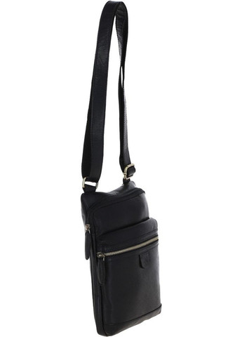 Сумка планшет через плече чоловіча з натуральної шкіри для телефону та документів середня Чорний 38116 Ashwood (355245112)