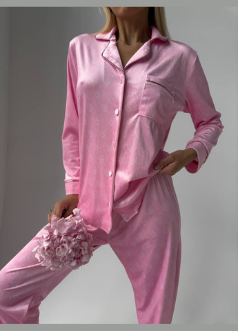 Рожева всесезон ніжна оксамитова піжамка з лого Vakko