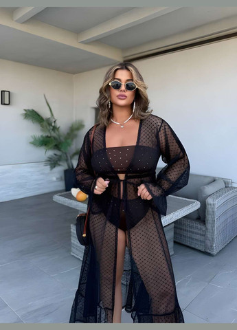 Жіноча літня пляжна напівпрозора довга туніка парео накидка бежева Україна (345557378)