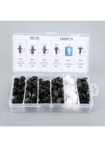 Набор клипс для салона авто универсальные Разноцветный 104 шт (Н051374-50611) No Brand (351898804)