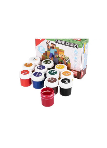 Гуашеві фарби для творчості Minecraft 12 кольорів в асортименті дитячі 230407 Yes Кнц4697 (370654134)