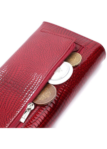 Лакований жіночий гаманець з фактурою під рептилію з натуральної шкіри 22717 Червоний st leather (329146479)