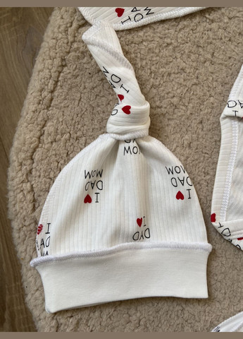 Молочний демісезонний набір боді, повзунята та шапочка-вузлик інтерлок Тімі Текс Комплект трійка