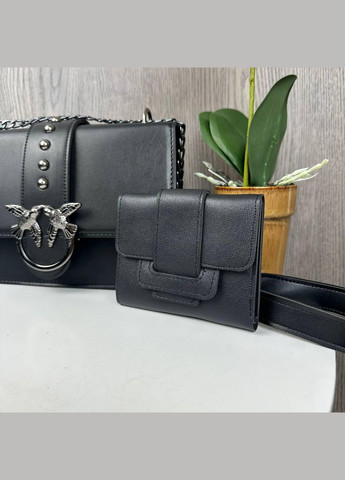 Набор женская сумочка клатч с плечевым ремнем и женский кошелек черный (sku_771+625) No Brand (330575606)