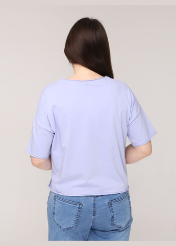 Сиреневая летняя футболка женская сиреневая широкая с надписью с коротким рукавом JEANSclub Вільна